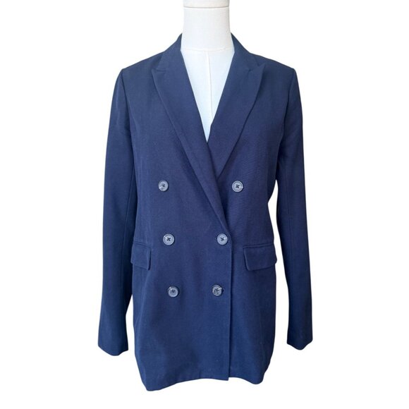 Abercrombie & Fitch Womens Wool Blend Blazer Size 4 Double Breasted Navy Preppy - Picture 1 of 8